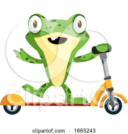 Joyful Baby Frog Riding on a Scooter by Morphart Creations