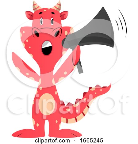 Red Dragon Is Holding Megaphone by Morphart Creations