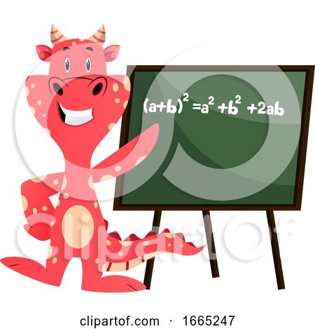 Red Dragon Is Pointing on a Blackboard by Morphart Creations