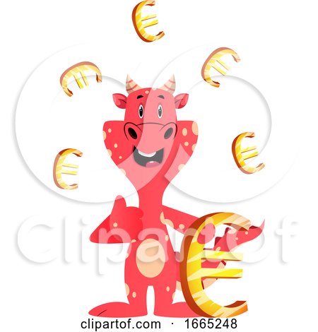 Red Dragon Is Holding Euro Sign by Morphart Creations