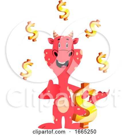 Red Dragon Is Holding Dollar Sign by Morphart Creations