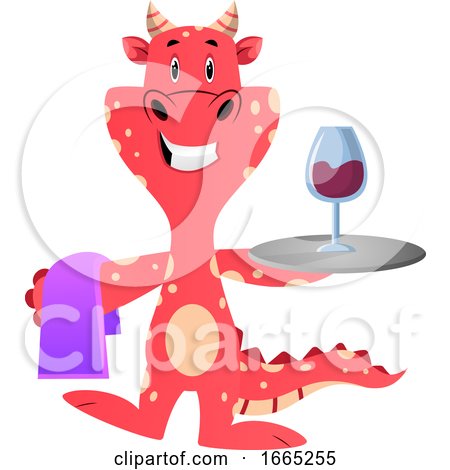 Red Dragon Is Serving a Glaass of Vine by Morphart Creations