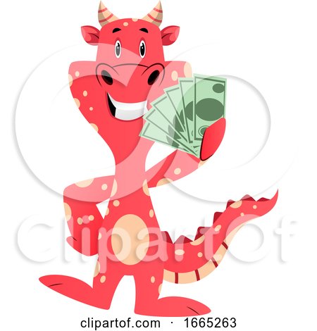 Red Dragon Is Holding Money by Morphart Creations