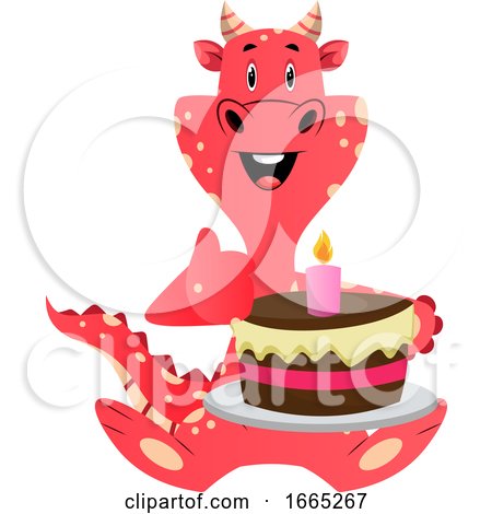Red Dragon Is Holding Cake by Morphart Creations