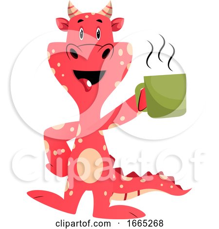 Red Dragon Is Holding Mug by Morphart Creations