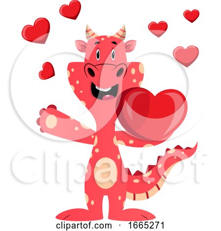 Red Dragon Is Holding Heart by Morphart Creations