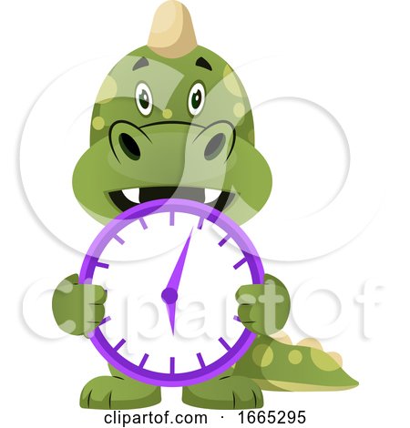 Green Dragon Is Holding Clock by Morphart Creations