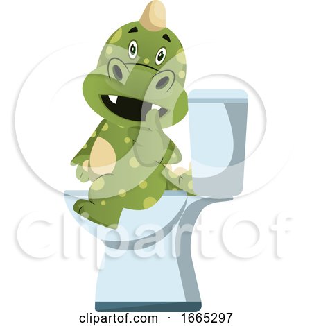 Green Dragon Is Sitting on a Toilet Seat by Morphart Creations