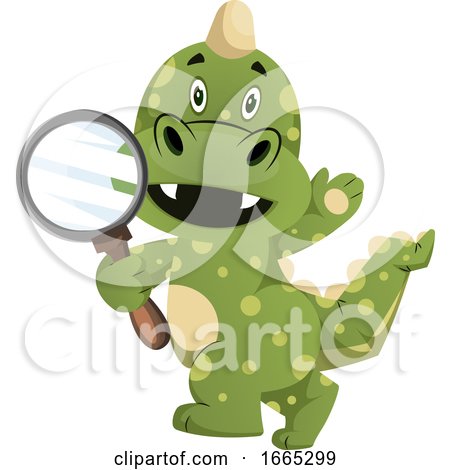 Green Dragon Is Holding Magnifying Glass by Morphart Creations