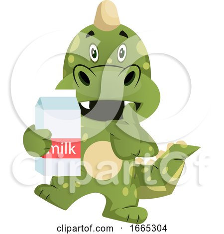 Green Dragon Is Holding Milk by Morphart Creations