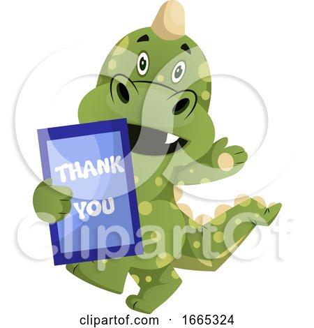 Green Dragon Is Holding Thank You Sign by Morphart Creations