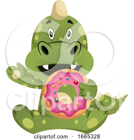 Green Dragon Is Eating Donut by Morphart Creations