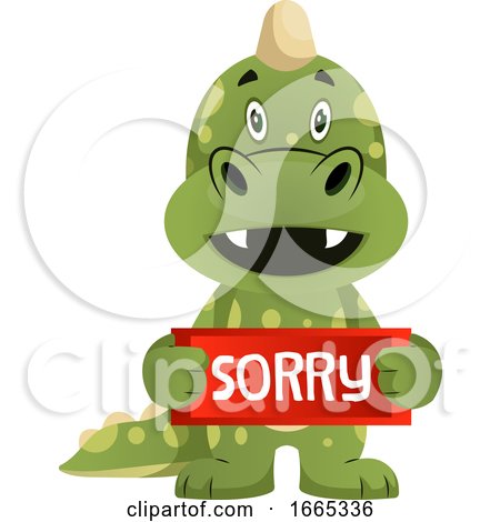 Green Dragon Is Holding Sorry Sign by Morphart Creations