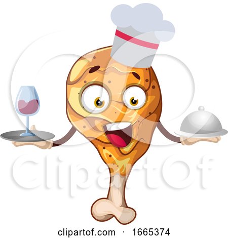 Cheerful Chicken Leg As a Waiter by Morphart Creations