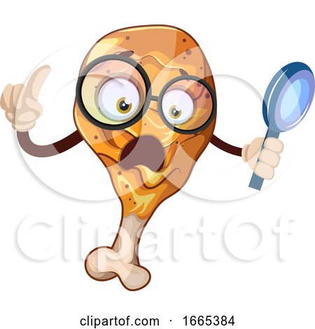 Surprised Chicken Leg As a Scientist Holding Magnifying Glass by Morphart Creations