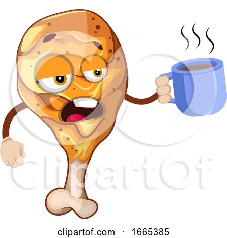 Tired Chicken Leg Holding a Cup of Coffee by Morphart Creations