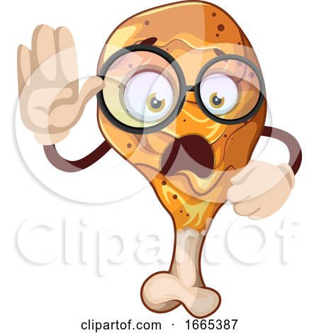 A Scared Fried Chicken Character with Glasses by Morphart Creations