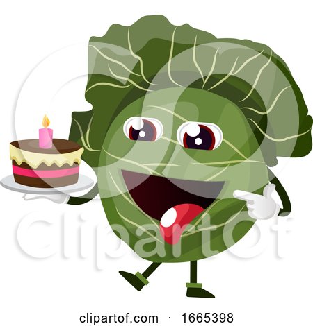 Cabbage Is Holding a Birthday Cake by Morphart Creations