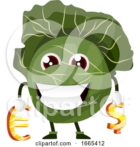 Cabbage Is Holding Dollar and Euro Sign by Morphart Creations