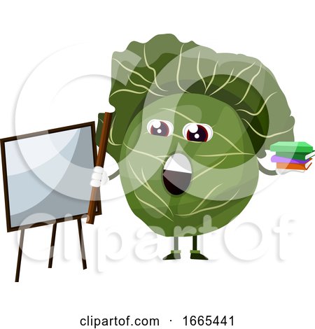 Cabbage with Whiteboard, Stick and Books by Morphart Creations