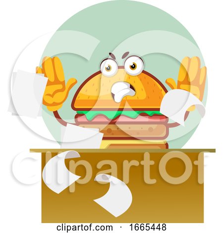 Angry Burger Is Throwing Papers off Desk by Morphart Creations