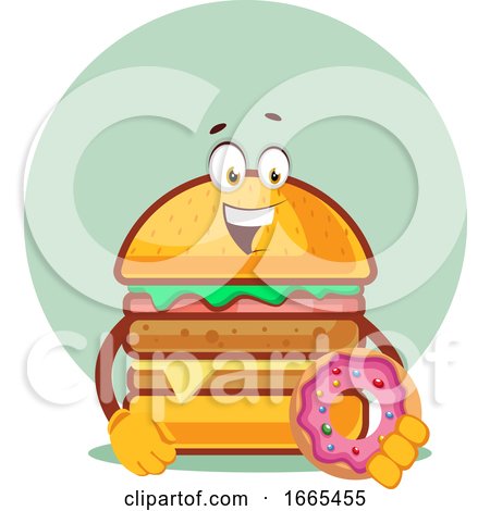 Burger Is Holding a Doughnut by Morphart Creations