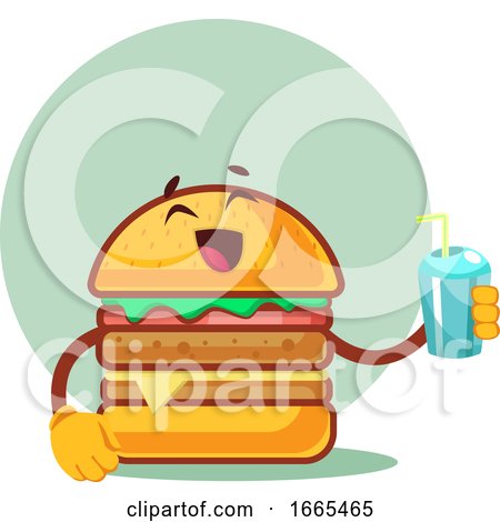 Burger Is Holding Cup with Straw by Morphart Creations