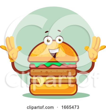 Burger Holds Both Hands Up by Morphart Creations