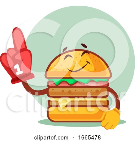 Burger Wearing Cheering Red Glove by Morphart Creations