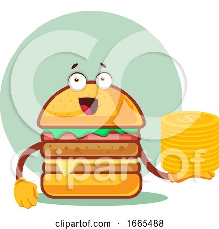 Burger Is Holding a Pile of Nickels by Morphart Creations