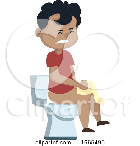Boy Is Sitting on a Toilet Seat by Morphart Creations