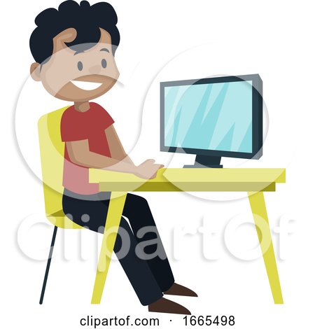Boy Is Looking at Computer Screen by Morphart Creations