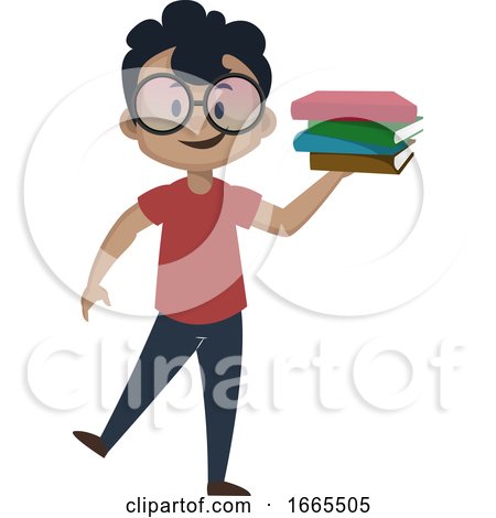 Boy Is Holding Books by Morphart Creations