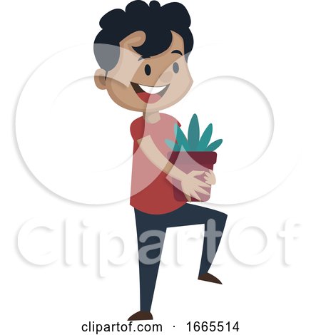 Boy Is Holding Flowerpot by Morphart Creations