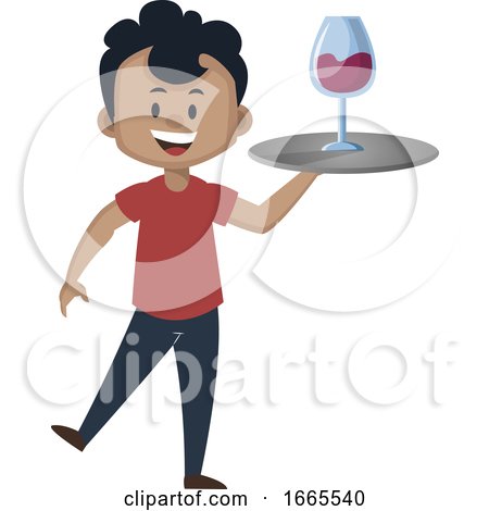 Boy Is Serving Glass of Wine by Morphart Creations