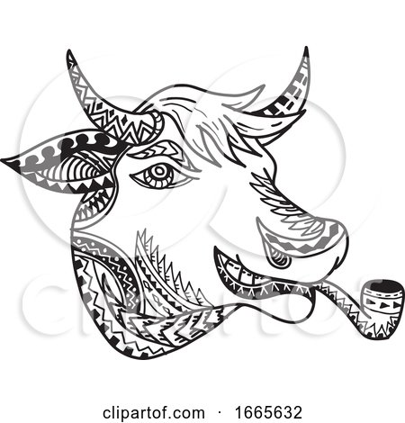 Cow Head Tribal Tattoo by patrimonio