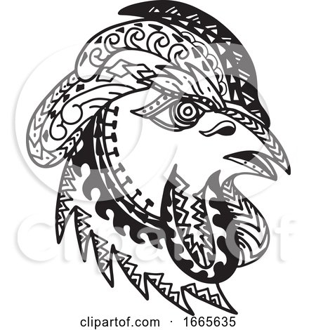 Rooster Head Tribal Tattoo Style by patrimonio