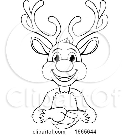 Christmas Reindeer Cartoon Character by AtStockIllustration