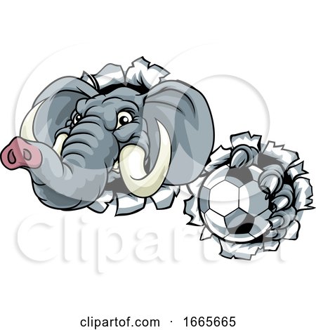 Elephant Soccer Football Ball Sports Mascot by AtStockIllustration