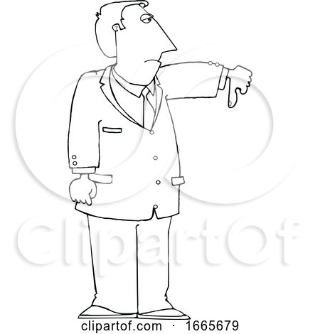 Lineart Business Man Holding a Thumb down by djart