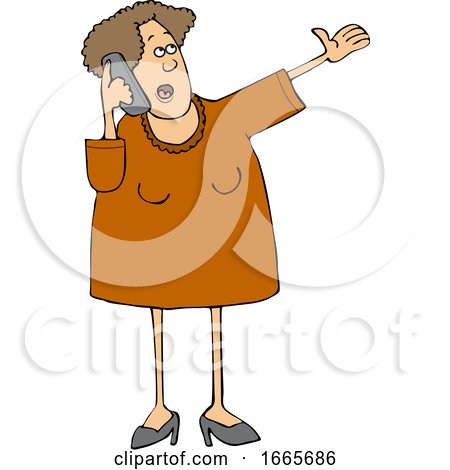 Cartoon Talkative Woman Yaking Away on a Cell Phone by djart