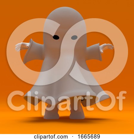 3d Man in Halloween Ghost Costume by KJ Pargeter