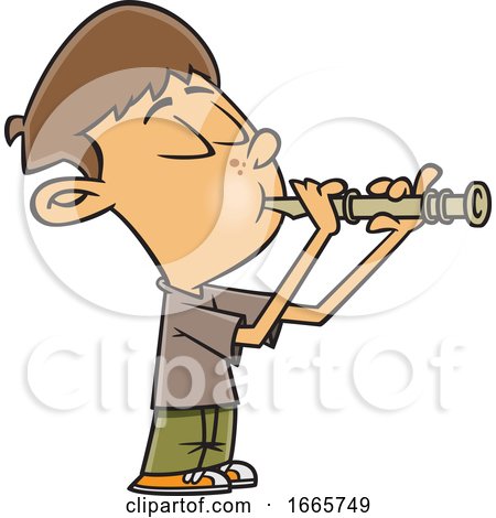 Cartoon Boy Playing a Recorder by toonaday