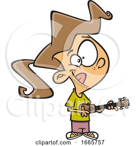 Cartoon Girl Playing a Ukulele by toonaday