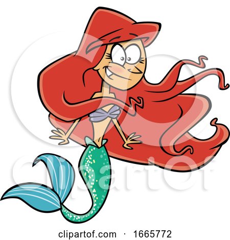 Cartoon Excited Mermaid by toonaday