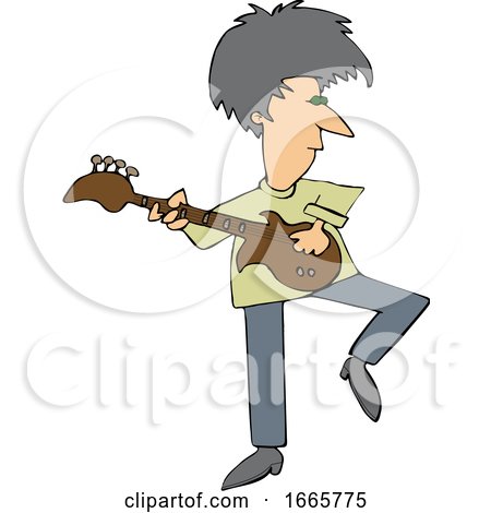 Cartoon Rock and Roller Playing a Guitar by djart
