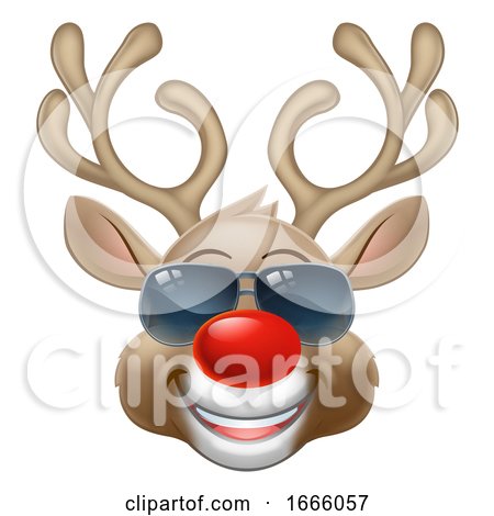 Cool Christmas Reindeer Cartoon Deer in Sunglasses by AtStockIllustration