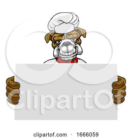 Bulldog Chef Cartoon Restaurant Mascot Sign by AtStockIllustration