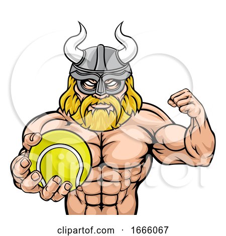 Viking Tennis Sports Mascot by AtStockIllustration