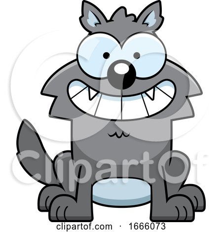 Cartoon Grinning Gray Wolf by Cory Thoman